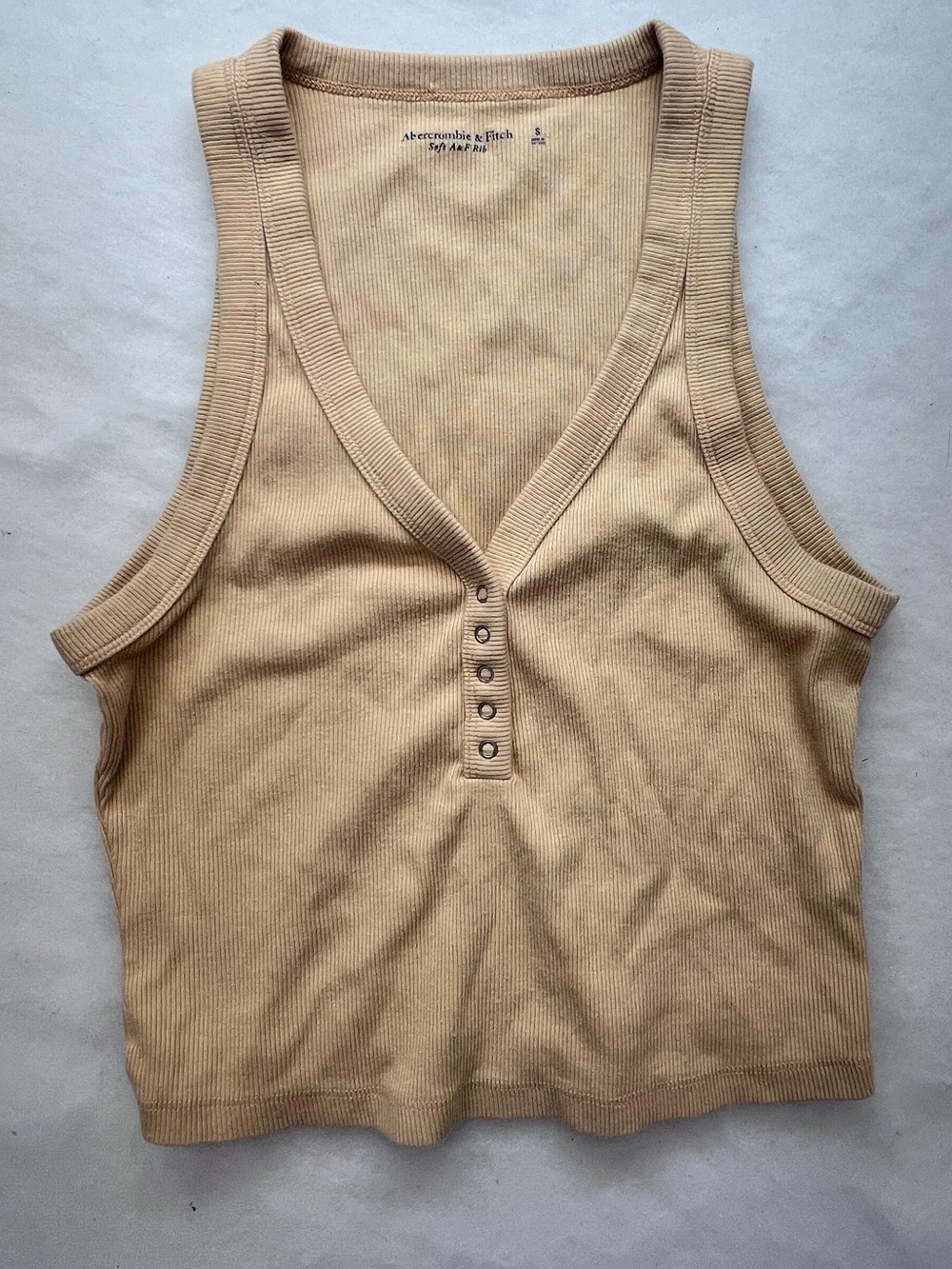 Abercrombie & Fitch Cropped Button Up Tank Top, Tan/cream ,size small